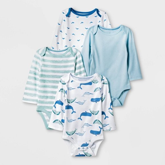 cloud island Other - Boys' 4pk Sleepy Tides Long Sleeve Bodysuit